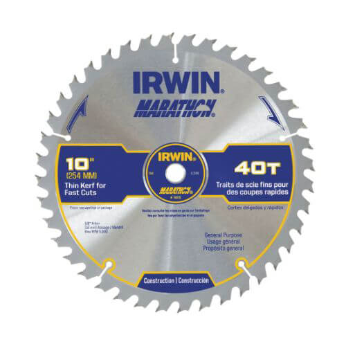 Irwin® Marathon® 14070 General Purpose Circular Saw Blade, 10 in dia x 0.095 in Thick, 5/8 in Arbor, 40 Teeth