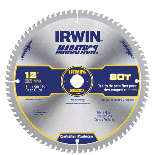 Irwin® Marathon® WeldTec™ 14083 Circular Saw Blade, 12 in dia x 0.071 in Thick, 1 in Arbor, Steel Blade, 80 Teeth