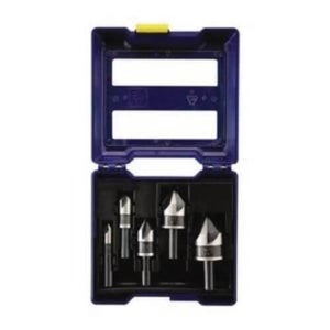 Irwin® 1877793 Single End Straight Shank Metal Countersink Set, 1/4 in dia Min Head, 3/4 in dia Max Head, 82° Max Included Angle, 5 Flutes, 5 pc