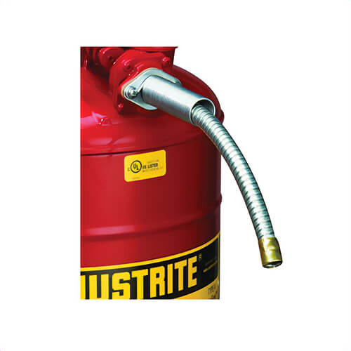 Justrite® 11078 Flexible Hose, Use with AccuFlow™ Type II Safety Cans, Steel, Silver