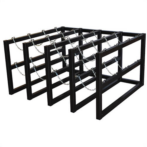 Justrite® 35162 Gas Cylinder Barricade Rack, 16 Capacity, 30 in H x 58 in W x 50 in D, Steel