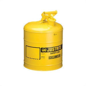 Justrite® 7150200 Type I Safety Can with Swinging Handle and SS Flame Arrester, 5 gal Capacity, Steel, Yellow