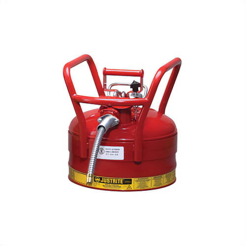 Justrite® AccuFlow™ 7325120 Type II Safety Can, 2.5 gal Capacity, 11-3/4 in dia, 11-3/4 in W x 12.7 in H, Steel, Red, FM/CARB Approved, D.O.T