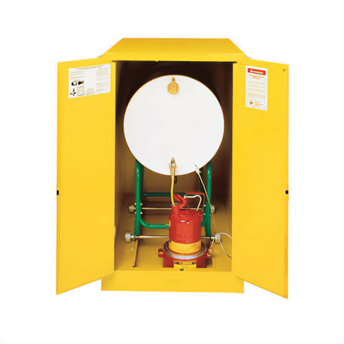 Justrite® 899300 Sure-Grip® EX Horizontal Drum Safety Cabinet with Cradle Track, 55 gal Capacity, U-Loc™ Handle, Manual Close Door