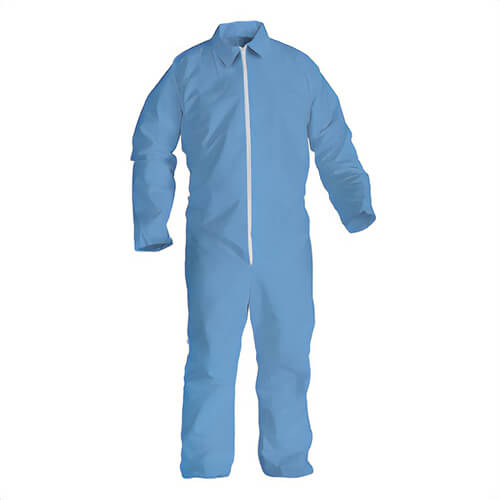 KleenGuard* 45314 A65 Anti-Static Disposable Flame Resistant Coverall, XL, Blue, Polyester Spun, 46 to 48 in Chest