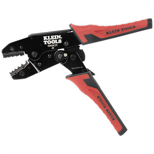 Klein® 3006CR Ratcheting Non-Insulated Terminal Crimper, 10 to 22 AWG Wire, Steel