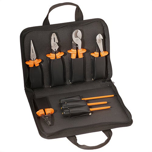 Klein® 33526 Basic Tool Kit, Dual Insulated, 8 pc, Insulated: Yes, Plastic, Orange, 11 in L x 15-1/2 in W x 2-1/2 in H