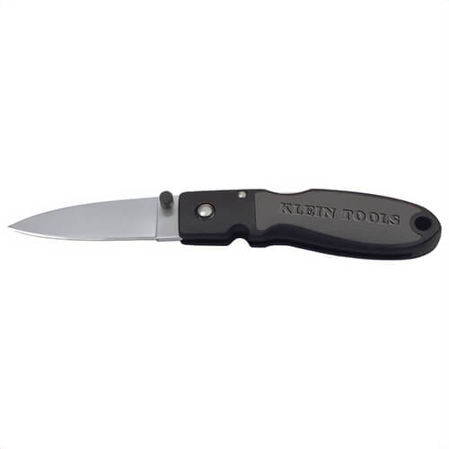 Klein® 44002 1-Blade Lightweight Pocket Knife, AUS8 Stainless Steel Drop Point Blade, 2-3/8 in L Blade, Lock Back Opening