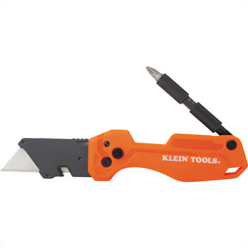 Klein® 44304 Folding Utility Knife With Driver, Plastic, 1 pc Blade, 1 in Blade Length, Includes 1/4 in Impact Rated Nut Driver