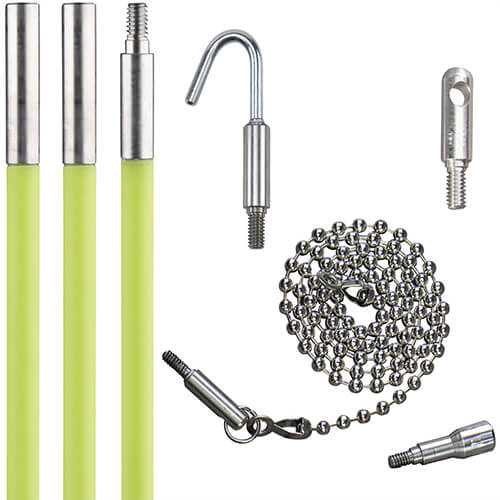 Klein® 50152 Mid-Flex Glow Rod, Fiberglass Splinters, 3/16 in dia, 15 ft