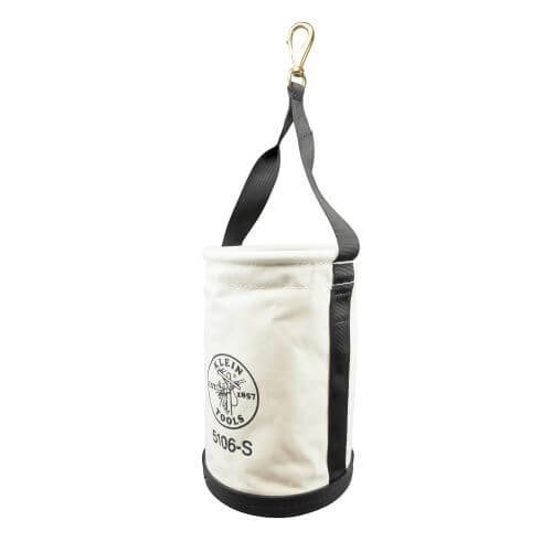Klein® 5106S Heavy Duty Straight Wall Bucket with Swivel Snap Hook, 14 in H, 1 Pockets, #6 Canvas