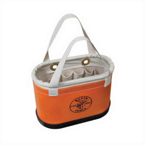 Klein® 5144BHHB Oval Bucket, Hard Body, 7 in OAW, 11 in Overall Depth, 10 in Overall Height, 14 pocket, Polyethylene Material, Orange