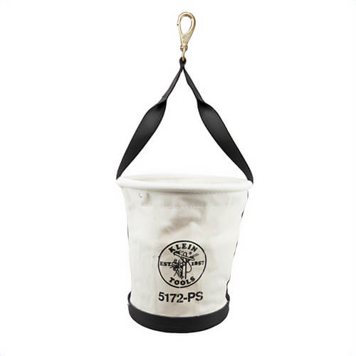 Klein® 5172PS Heavy Duty Tapered Wall Bucket, 12 in Top dia, 9 in Bottom dia, 15 pocket, #4 Canvas, Natural/Black