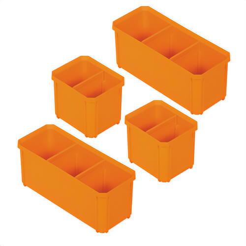 Klein® 54811MB MODbox™ Replacement Bins, Tall, Plastic, Orange, 4 pk