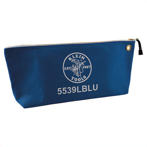 Klein® 5539LBLU Canvas Tool Bag, Large Wide-Bottom, 18 in L x 3-1/2 in W x 8 in H Outside, No. 8 Canvas, Blue