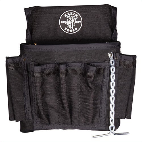 Klein® PowerLine™ 5719 Tool Pouch, Specifications: 18 pocket, Cordura® Nylon, Black, 12 in H x 11 in W x 12 in D Dimensions