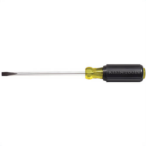 Klein® 605-6 Cabinet Screwdriver, Non-Magnetic, Steel, 1/4 in Tip, 6 in Round Shank