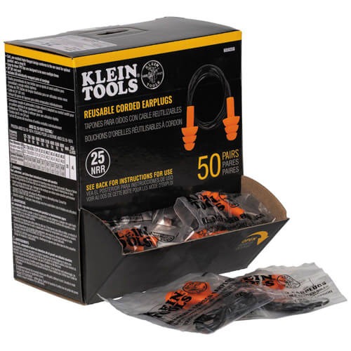 Klein® 6050350 Corded Earplugs, 50 Pair Dispenser Pack