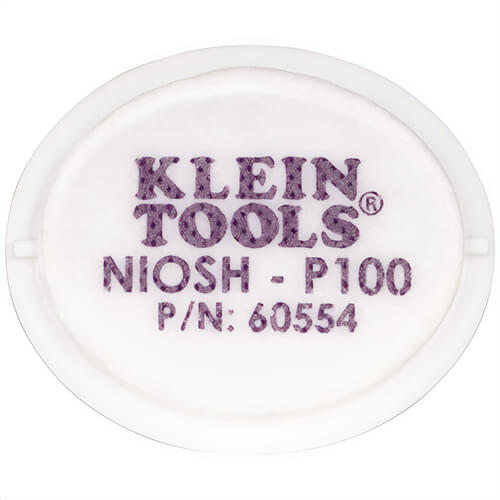 Klein® 60554 P100 Half-Mask Respirator Replacement Filters, 2 pk