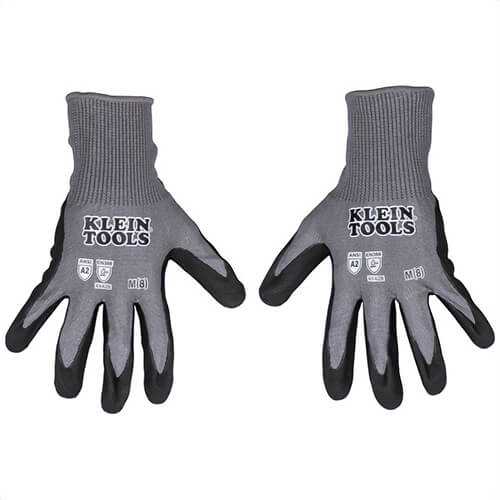 Klein® 60584 Knit Dipped Gloves, Cut Level A2, Touchscreen, 2 Pair, Medium