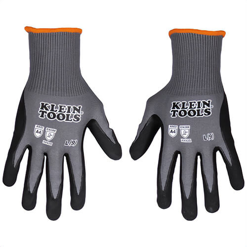 Klein® 60588 Knit Dipped Gloves, Cut Level A4, Touchscreen, 2 Pair, Medium