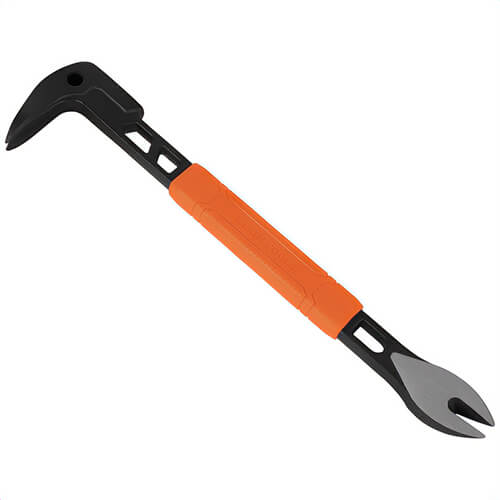 Klein® 66093 Nail Puller with Integrated Dimpler, Carbon Steel, Black/Orange, TPR Grip, 12 in