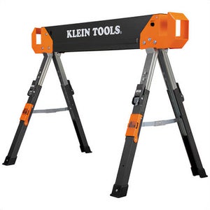 Klein® 66188 Adjustable-Leg Folding Saw Horse and Jobsite Table, Steel, Black/Orange, 1 pk