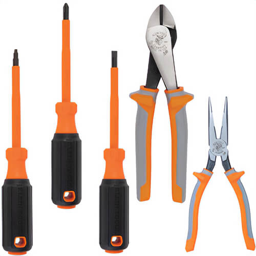 Klein® 9419R Insulated Tool Set, 1,000V, Induction Hardened Steel, 5 pc