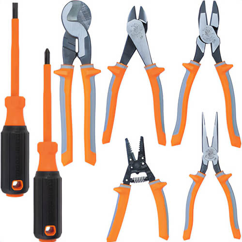 Klein® 9421R Insulated Tool Set, 1,000V, Induction Hardened Steel, 7 pc