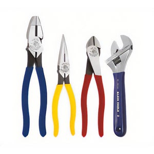 Klein® 94809 Plier Combo with Adjustable Wrench, 4 pc