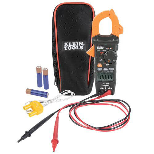Klein® CL320 HVAC Digital Clamp Meter, 600V AC/DC, 400 A AC, 40 MOhm, 10 Hz to 1 MHz, 1.61 in Jaw, Backlit LCD Display