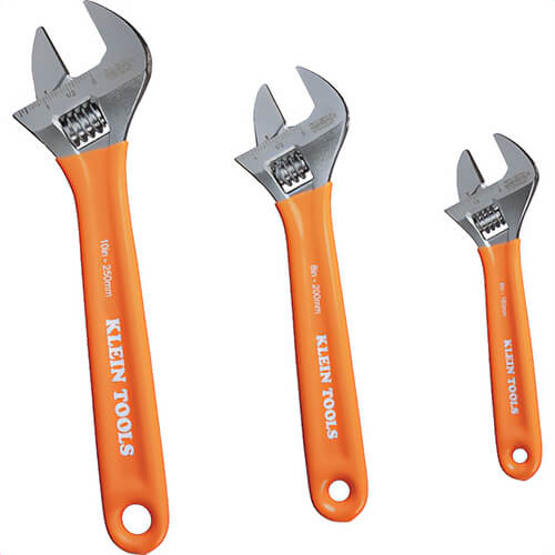 Klein® D5073 Extra-Capacity Adjustable Wrenches, 6140 Forged Steel, 3 pc