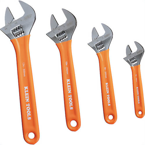 Klein® D5074 Extra-Capacity Adjustable Wrenches, 6140 Forged Steel, 4 pc