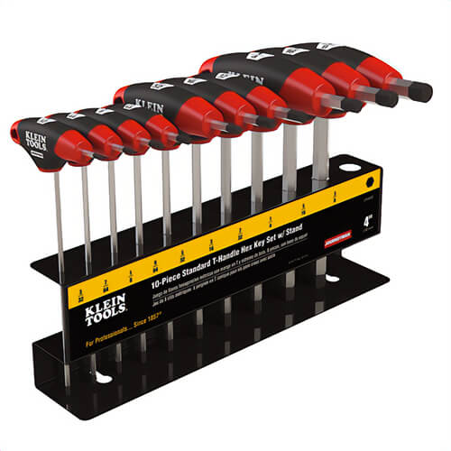 Klein® Journeyman™ JTH410E Hex Key Set with Stand, 10 pcs, 3/32 to 3/8 in Hex, Soft Grip/T-Handle Handle, Metal