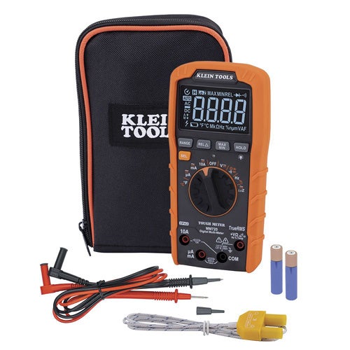 Klein® MM720 Digital Multimeter, TRMS Auto-Ranging, 1000V, Temp, Low Impedance