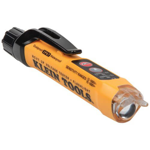 Klein® NCVT3P Dual Range Non-Contact Voltage Tester with Flashlight, 70 to 1000V AC/12 to 1000V AC Max Measurable