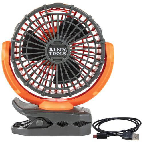 Klein® PJSFM1 Rechargeable Personal Jobsite Fan, 5 VDC, 2 Speeds, 8.2 to 10.5 fps Air Flow