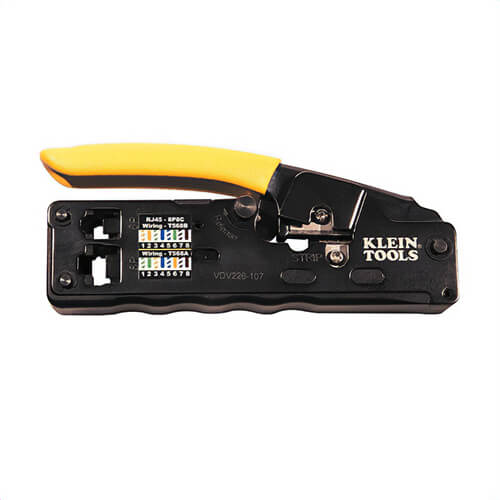 Klein® VDV226-107 Compact Ratcheting Modular Crimper, 28 to 22 AWG Cable/Wire