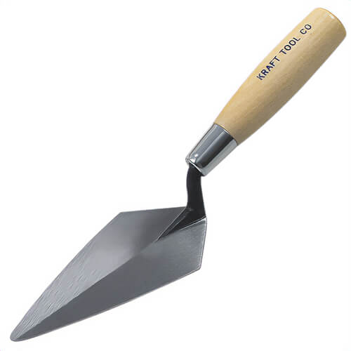 Kraft Tool® GG423 Pointing Trowel, 7 in L x 3 in W, Forged Steel Blade, Hardwood Handle