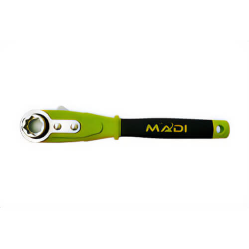 MADI BWS-5 Slotted Insulated Big Wrench 5-in-1, 24-Tooth Ratchet, Patented Handle, Chrome-Plated Carbon Steel, Hi-Viz Green