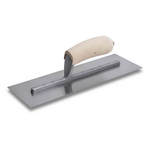 Marshalltown® 13801 Finishing Trowel, 12 in L x 4 in W, Steel Blade, Comfort Grip/Curved Wood Handle