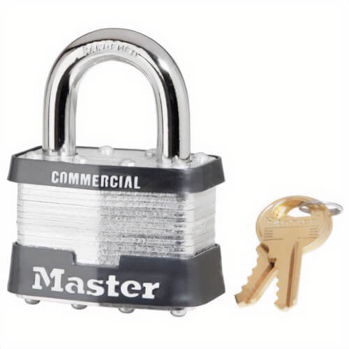 Master Lock® 5KA-A445 Commercial Grade Non-Rekeyable Safety Padlock, Alike Key, 3/8 in Shackle, Laminated Steel Body