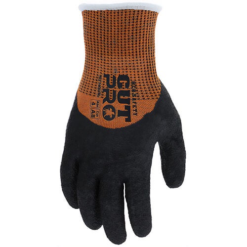 MCR Safety 92743LTL CutPro® Cut Resistant Work Gloves, Large, Black, 13 Gauge, Crinkle Latex Palm, ANSI Cut Level A8