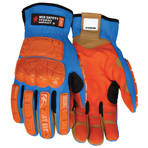 MCR Safety FF2930L ForceFlex® Multi-Task Premium Grade Impact-Resistant Gloves, L, Suede Synthetic Leather/Spandex®/TPR, Open/Slip-On Cuff