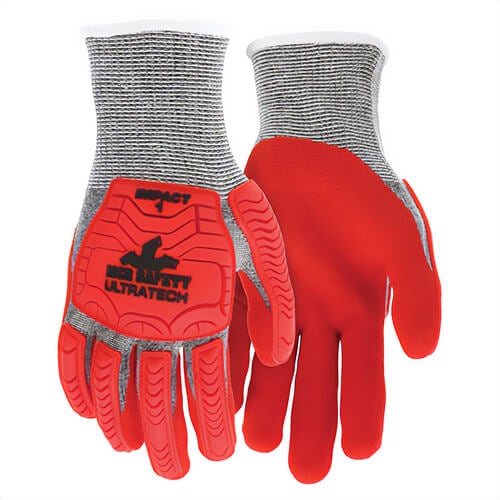 MCR Safety UT1954L UltraTech™ Stitched Mechanics Gloves, Large, Sandy Nitrile Foam Coating, HyperMax® Knit Wrist Cuff