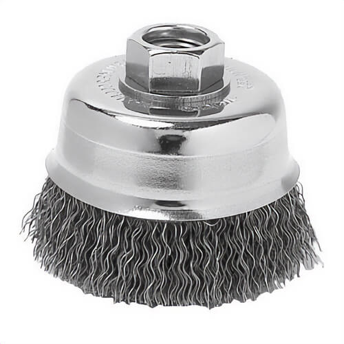 Metabo® 623804000 Wire Cup Brush, 2-3/4 in dia Brush, 5/8-11 Arbor Hole, 0.02 in dia Filament/Wire, Twist Knot, Steel Fill