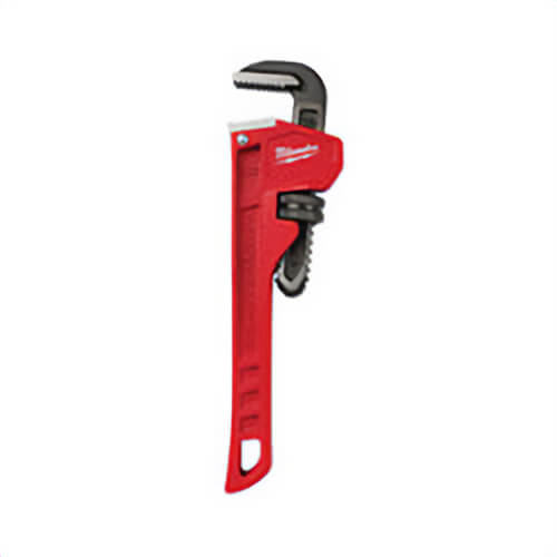 Milwaukee® 48-22-7108 Straight Pipe Wrench, 8 in OAL, Serrated Jaw, Steel Handle, Red