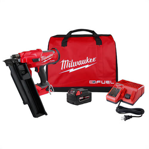 Milwaukee® 2744-21 M18 Fuel™ Framing Nailer Kit, 21°, Battery Pack, Multi-Voltage Chargers, Rafter Hook, Non-Marring Tip and Bag