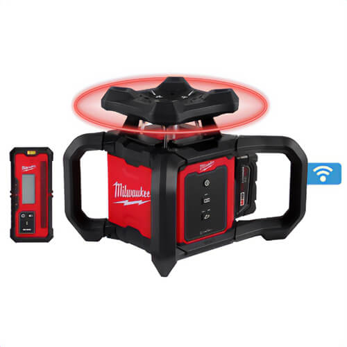 Milwaukee® 3701-21T M18™ Red Exterior Rotary Laser Level Kit with Receiver, Tripod, and Grade Rod