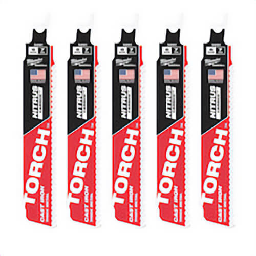 Milwaukee® Sawzall® Torch™ 48-00-5561 Saw Blade, 6 in L x 1 in W, 7 TPI, Cast Iron Body, Universal Tang